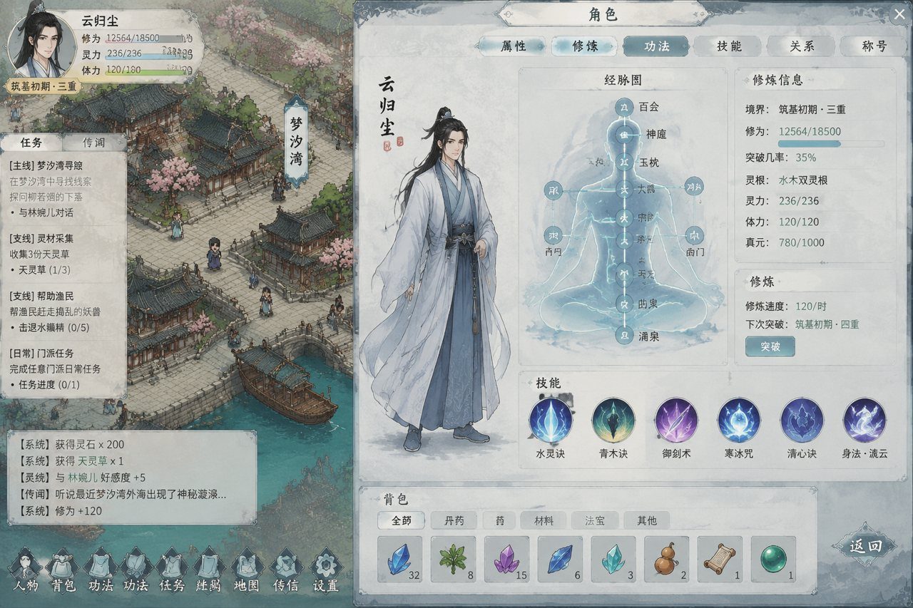 谪仙索欢录 角色养成 画面